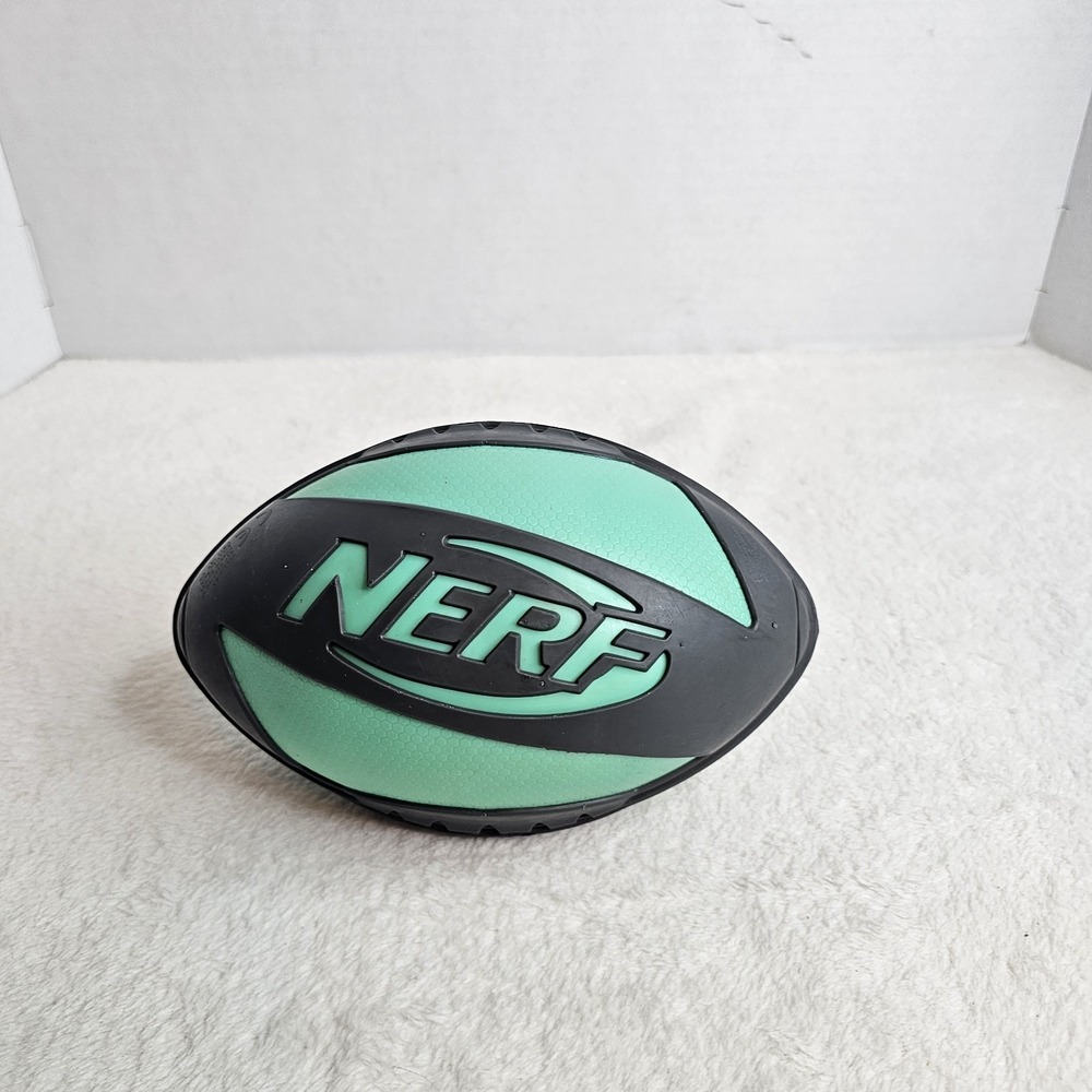 NERF Football Toy - Dude Perfect Black & Teal Soft Foam Ball for Outdoor Play